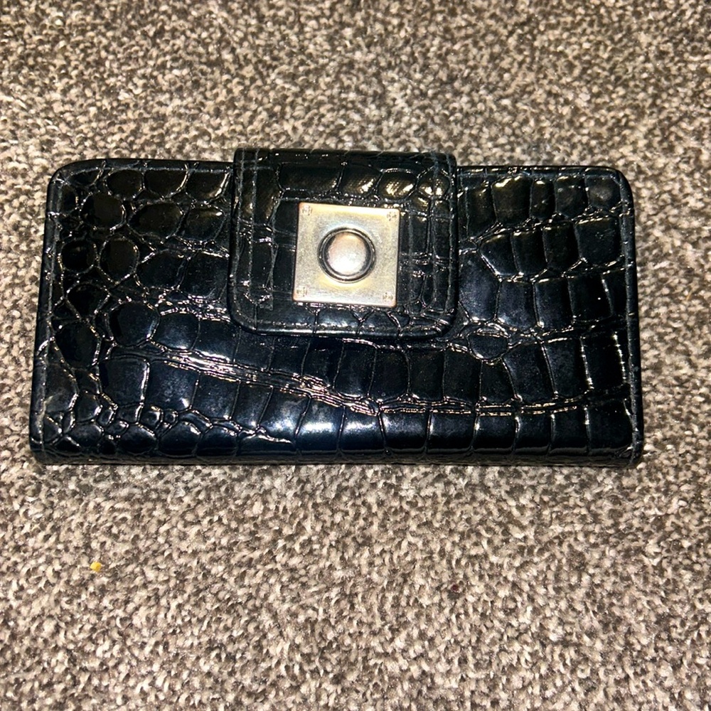 Black Button Snap Clutch